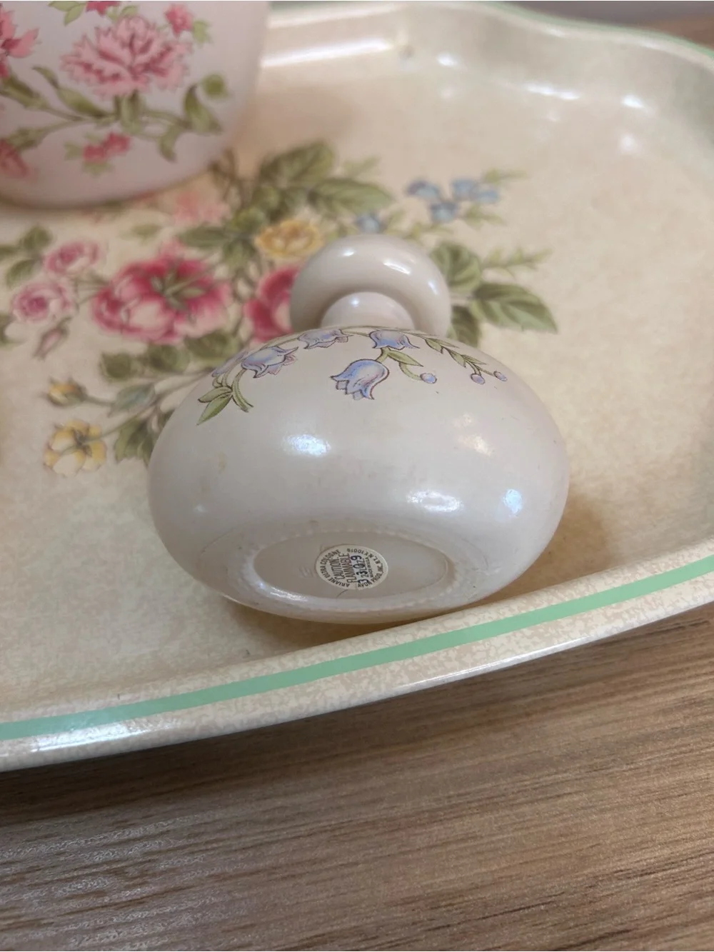 Avon Cream Floral Ceramic Vanity Set with Pastel Accents